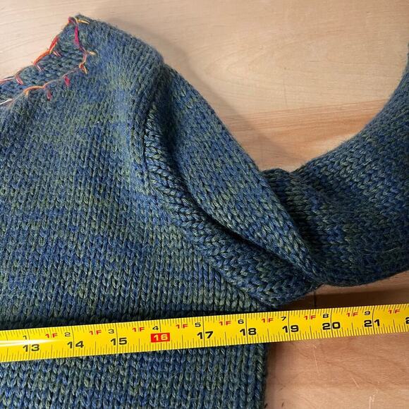 Y2K Kimchi Blue Knit Cardigan Size M Wide Bell Sleeve Pockets Early 2000s Boho - Picture 9 of 9